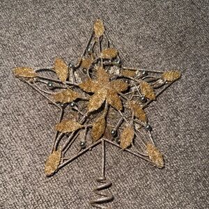 Gold & Silver Glitter Star Christmas Tree Topper – 12.5” Tall with stem
